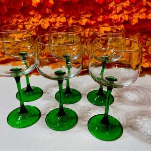 Cristal D’arque Durand Emerald crystal Rhine wine glasses 6 of them